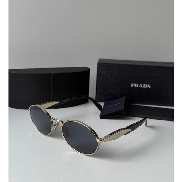 NEW Prada PR65ZS Oval Sunglasses in Gold Grey Lens main image 7